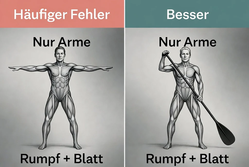 Vergleich: zu kurzer Zug versus voller Bogen.